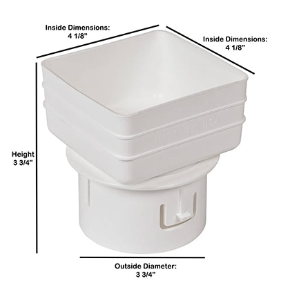 Adapter Downspout PVC 4x4 To 4" Round White 420
