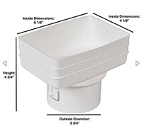 Downspout Adapter For 4x6 to 4 Inch White 200