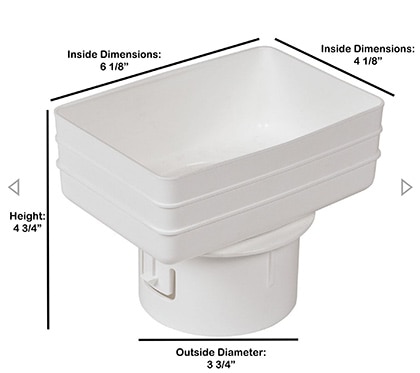 Downspout Adapter For 4x6 to 4" White 420 Downspout Adapter For 4x6 to 4" White 420