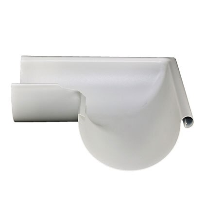 Miter Galv 24g 6" Half Round European White Outside 420x Miter Galv 24g 6" Half Round European White Outside 420x
