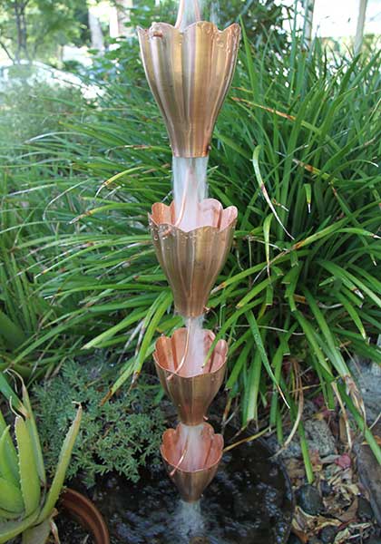 Rain Chain Copper XL Scallop Cups 420
